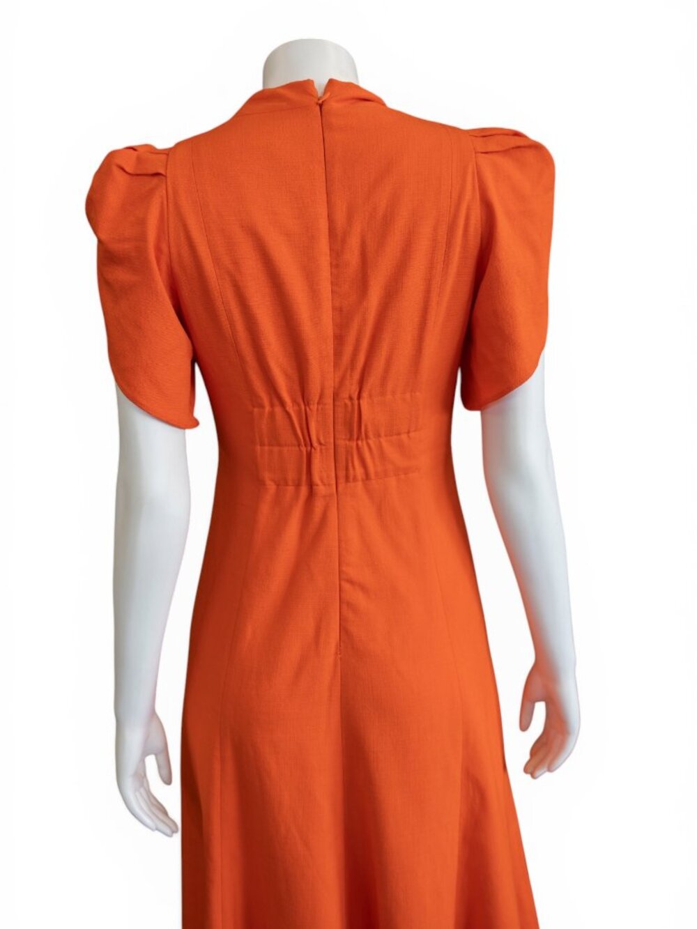 ME+EM Orange Zing Ruched Midi Dress NWT | Flutter Sleeve | UK 10 / US 6 | $575 - Picture 9 of 14
